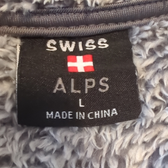 Swiss Alps Cozy Gray Sherpa Jacket Size Large - Picture 2 of 12